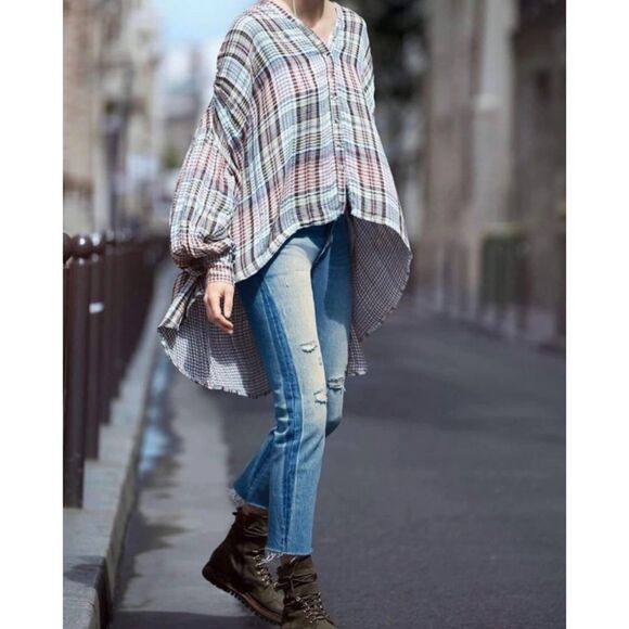 FREE PEOPLE Come On Over Plaid Button
Down Shirt S - Picture 6 of 6